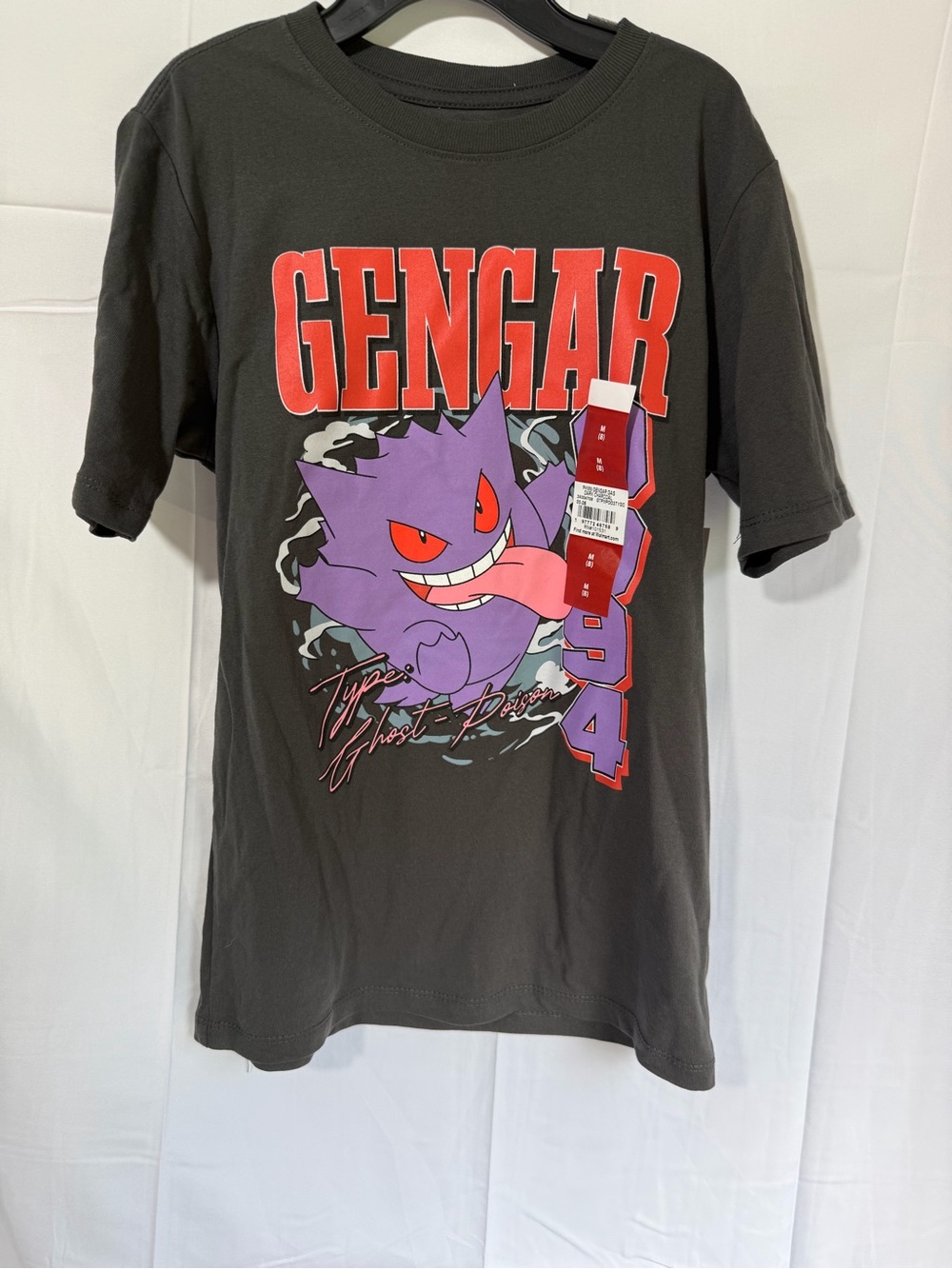 Gengar Graphic Tee in Charcoal with Purple Print